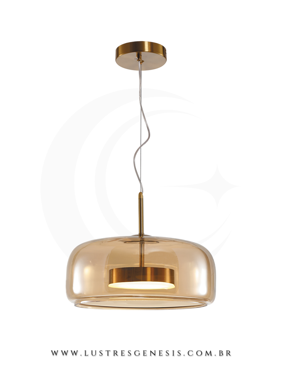 Luminária Pendente Dourada Espelhada Design de Alto Padrão